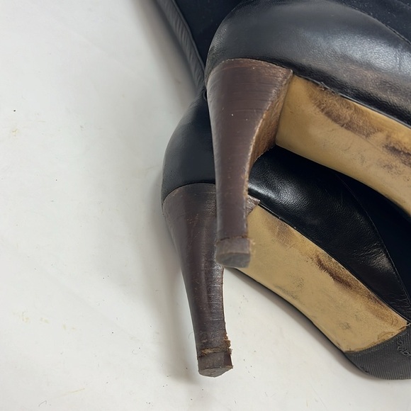 Gucci Sz 7 Tall Elastic Sock Boots Pointed Toe 3” Stacked Heel - Picture 10 of 12